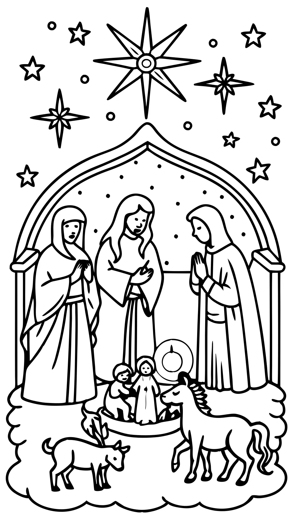 coloriage de Noël nativité